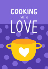 Cute kitchen poster in cartoon style. 