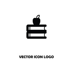 Fototapeta premium Web line icon. Apple on books, knowledge icon 