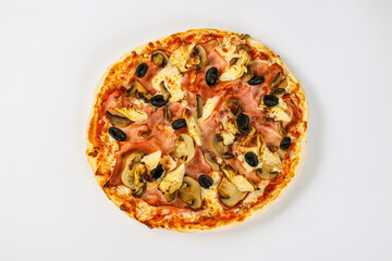 Pizza with artichoke and sausages