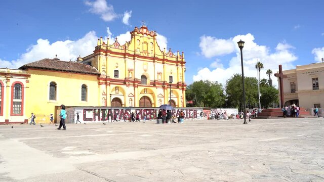 town main square in san cristobal de las casas, chiapas, mexico