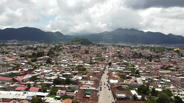 aerial landscape of the city of San Cristobal de las Casas in Chiapas, Mexico