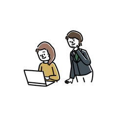 仕事をしている男女のイラスト