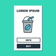Filled outline Iced coffee icon isolated on turquoise background. Vector