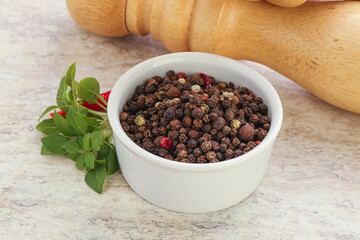 Peppercorn mix heap in the bowl