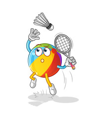 beach ball smash at badminton cartoon. cartoon mascot vector