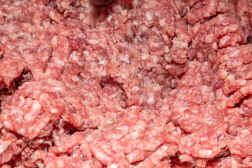 Freshly ground beef. Mincemeat texture and background