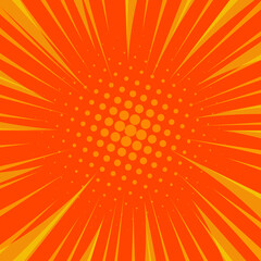 comic background halftone dots yellow color.  retro sunburst effect
