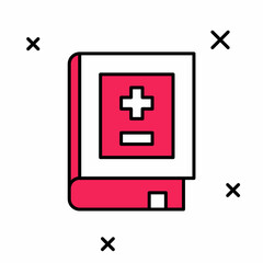 Filled outline Book with mathematics icon isolated on white background. Math book. Education concept about back to school. Vector