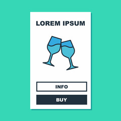 Filled outline Wine glass icon isolated on turquoise background. Wineglass sign. Vector