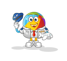 beach ball pilot mascot. cartoon vector