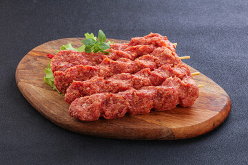 Raw beef kebab minced meat