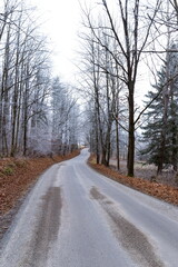 Winter road in Czech countryside