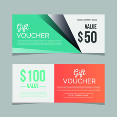 Realistic geometric gift card voucher  banners design template