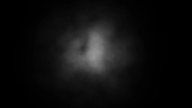 A cloud of smoke in the center of the frame on a black background