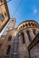 Ancient Basilica of Santa Maria Maggiore in Bergamo upper town, XII century. Exterior in Lombard Romanesque style and interior in Baroque style, UNESCO world heritage site, Lombardy, Italy, Europe.