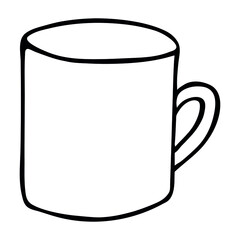 Cute cup of tea or coffee illustration isolated on a white background. Simple mug clip art. Cozy home doodle. 