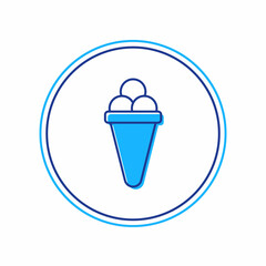 Filled outline Ice cream in waffle cone icon isolated on white background. Sweet symbol. Vector