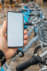 city transport bicycle rent concept mobile app