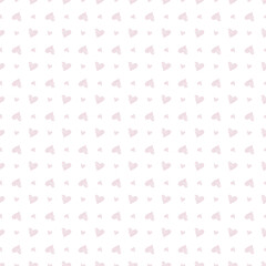 Festive decoration for Valentine Day. Cute simple line print. Seamless pink pattern with hand drawn hearts. Vector flat illustration for wrapping paper, textile and design