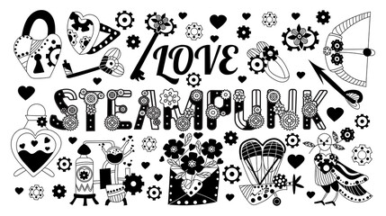  Valentine in steampunk style. inscription 