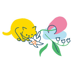 猫と倒れた花瓶