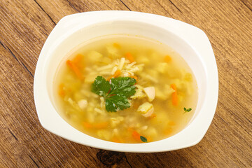 Tasty chicken soup with carrot