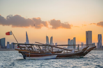 Boats (Banoosh) on the sea in Muharraq beautiful View