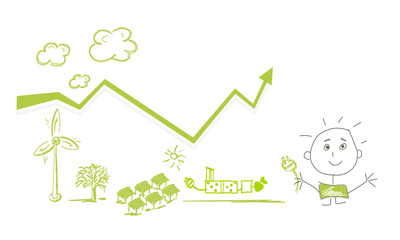 Erneuerbare Energie Skizze Zeichnung Grün Wasserstoff Solar Wind Festbrennstoffe