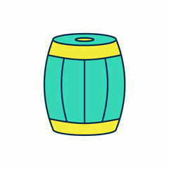 Filled outline Wooden barrel icon isolated on white background. Alcohol barrel, drink container, wooden keg for beer, whiskey, wine. Vector