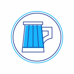 Filled outline Wooden beer mug icon isolated on white background. Vector