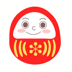 Daruma japanese traditional doll.Japan culture concept.Bodhidharma.Happy character.Cute and kawaii.Sign, symbol, icon or logo isolated.Cartoon vector illustration.Doodle or clipart.