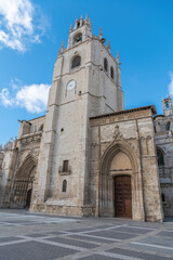 Fototapeta na wymiar The Holy Cathedral Church of San Antolín in Palencia, a gothic building in the autonomous community of Castilla y León, Spain.