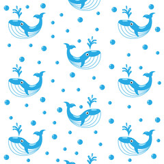 Whale background square design template vector