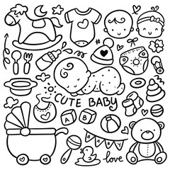 Set of Kawaii Baby Toys and Accessories Doodles