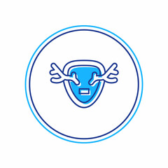 Filled outline Deer antlers on shield icon isolated on white background. Hunting trophy on wall. Vector
