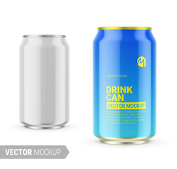 White glossy tin can mockup. Vector illustration.