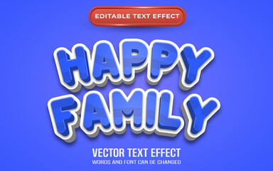 Happy family text effect cartoon style