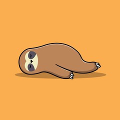 Fototapeta premium Cute Sloth Sleeping Cartoon Vector Icon Illustration. Science Food Icon Concept Isolated Premium Vector. Flat Cartoon Style