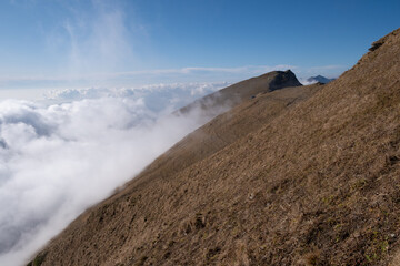 clouds in the mountains