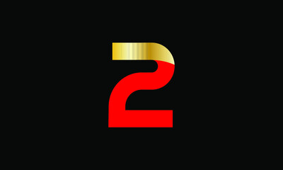 2 Number New Gold Red Elegant Logo