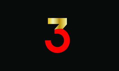 3 Number New Gold Red Elegant Logo