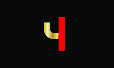 4 Number New Gold Red Elegant Logo