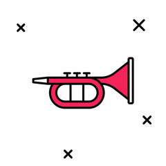 Filled outline Trumpet icon isolated on white background. Musical instrument. Vector