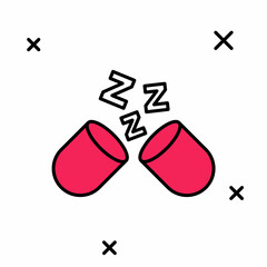 Filled outline Sleeping pill icon isolated on white background. Vector