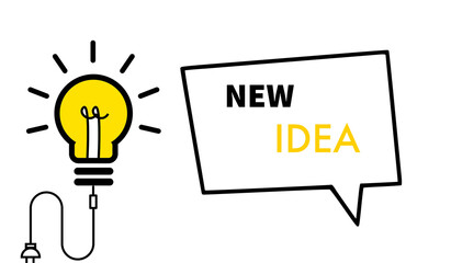 An illustration of light bulb symbol with text NEW IDEA