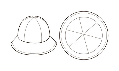 Fashion technical drawing of panama hat