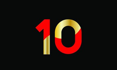 10 Number New Gold Red Elegant Logo