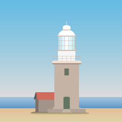 Vlamingh Head lighthouse Exmouth, south coast in England. Simplified vector illustration