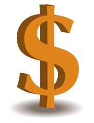 Finance and business symbol. Gold dollar sign. 3d vector