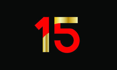 15 Number New Gold Red Elegant Logo